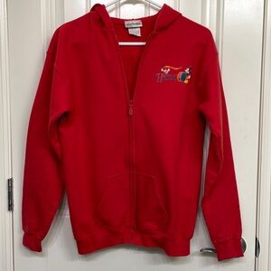 Disneyland hoodie, Kids, red zip up Size XL